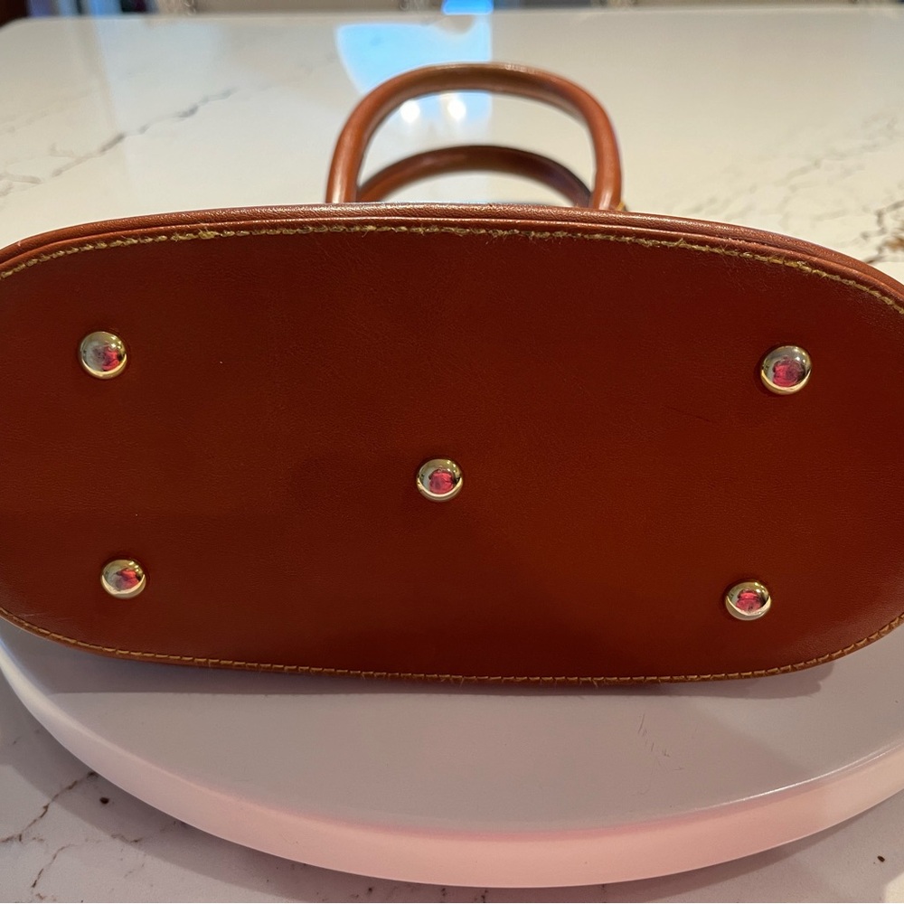 Dooney & Bourke Cream Satchel with Brown Trim - Picture 3 of 7